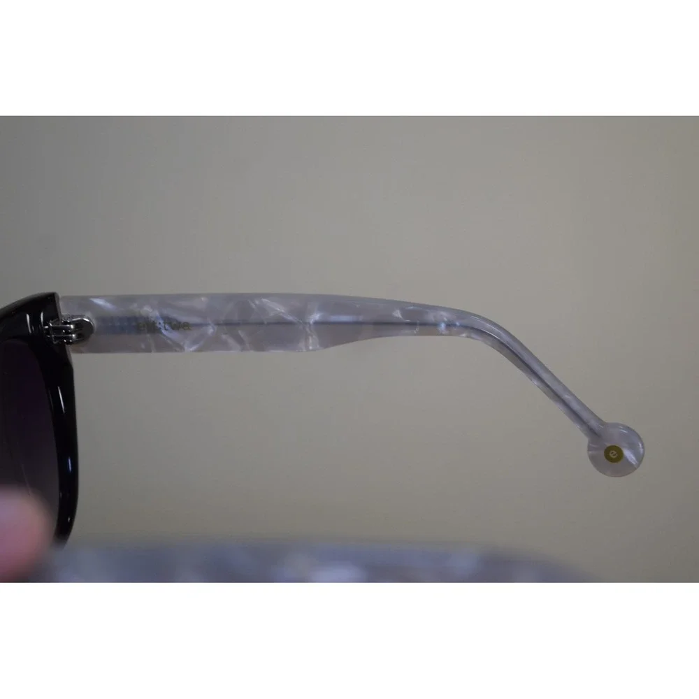 Anthropologie Ett:Twa Bastine Black Motif White Sunglasses 54 17 Oversized Cat